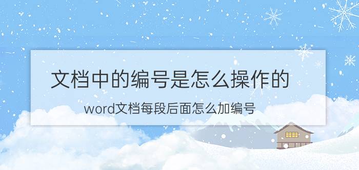 文档中的编号是怎么操作的 word文档每段后面怎么加编号？